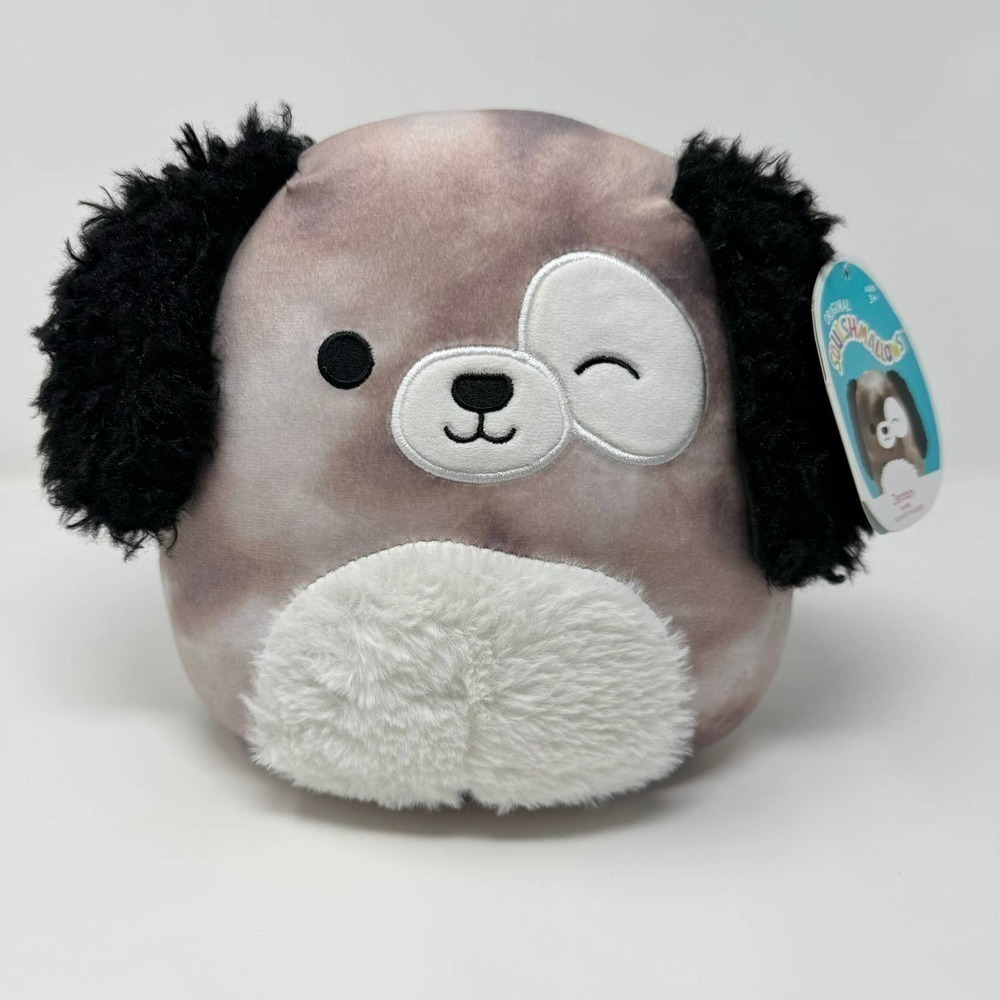 Original Squishmallows Zerdan Dog Fuzzy Ears 8" Plush Marbled Brown Gray Winking